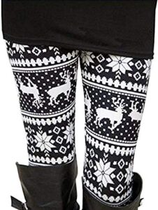 uaderize womens ultra soft brushed christmas leggings pants reindeer black and white l