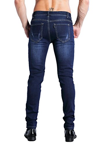 ZLZ Slim Fit Jeans, Men's Younger-Looking Fashionable Colorful Comfy Stretch Skinny Fit Denim Jeans, Blue Jeans Pants for Men Size 34