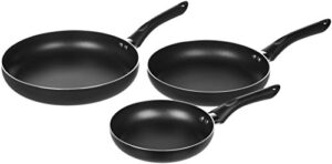 amazon basics 3-piece non-stick frying pan set - 8 inch, 10 inch & 12 inch, black