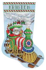 tobin santa's train cross stitch stocking kit, 17" long 14 count