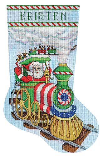 Tobin Santa's Train Cross Stitch Stocking Kit, 17" Long 14 Count