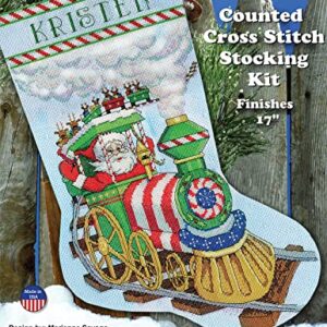 Tobin Santa's Train Cross Stitch Stocking Kit, 17" Long 14 Count