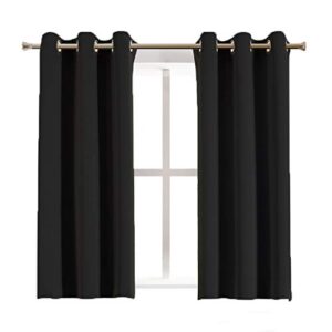 aquazolax blackout curtain panels for bedroom windows - thermal insulated grommet top blackout draperies and drapes, 2 panels, 42 inch wide x 45 inch long, black