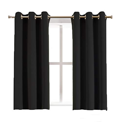 Aquazolax Blackout Curtain Panels for Bedroom Windows - Thermal Insulated Grommet Top Blackout Draperies and Drapes, 2 Panels, 42 inch Wide x 45 inch Long, Black