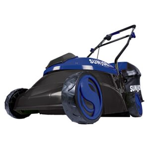 Sun Joe MJ401C-XR-SJB 14-Inch 28-Volt 5-Amp Cordless Lawn Mower w/Brushless Motor, 10.6-Gallon Detachable Collection Bag, Dark Blue