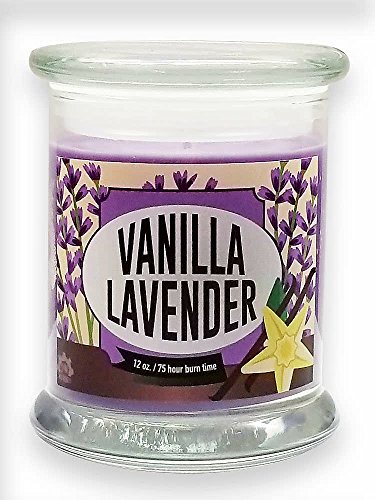 Clearance Priced ~ Vanilla Lavender Scented Soy Wax 12oz Glass Jar Candle by S&M Web Widgets