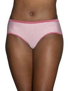 vanity fair women's illumination hipster panties, silky stretch & satin trim, rosy stripe print, large/7