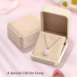 HXZZ Fine Jewelry Women Gifts 925 Sterling Silver Freshwater Cultured Teardrop White Pearl Pendant Necklace Single Pearl Anniversary Birthday for Women girlfriend Girls