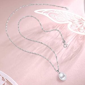 HXZZ Fine Jewelry Women Gifts 925 Sterling Silver Freshwater Cultured Teardrop White Pearl Pendant Necklace Single Pearl Anniversary Birthday for Women girlfriend Girls