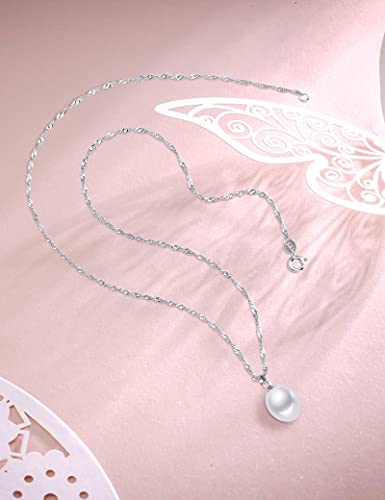 HXZZ Fine Jewelry Women Gifts 925 Sterling Silver Freshwater Cultured Teardrop White Pearl Pendant Necklace Single Pearl Anniversary Birthday for Women girlfriend Girls