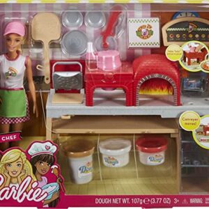 Barbie Pizza Chef Doll & Playset, Toy Oven & Counter with Sliding Conveyer Belt, Molds, 3 Dough Colors & Accessories (Amazon Exclusive)