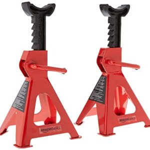 Amazon Basics Steel Jack Auto Stands, 3 Ton Capacity, 1 Pair, Black and Red