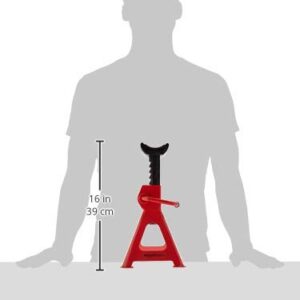 Amazon Basics Steel Jack Auto Stands, 3 Ton Capacity, 1 Pair, Black and Red