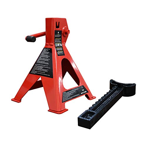 Amazon Basics Steel Jack Auto Stands, 3 Ton Capacity, 1 Pair, Black and Red