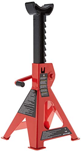 Amazon Basics Steel Jack Auto Stands, 3 Ton Capacity, 1 Pair, Black and Red