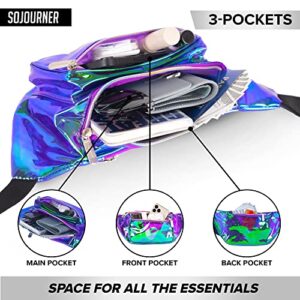 Holographic Clear Fanny Pack Belt Bag | Waterproof fanny pack for Women - Crossbody Bag Bum Bag Waist Bag Waist Pack - For Halloween costumes, for Hiking, Running, Travel and Stadium Approved (purple)