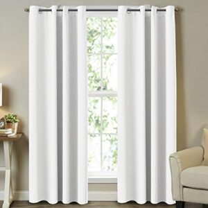 room darkening curtain panels pure white curtains window treatment energy saving thermal insulated solid grommet room darkening drapes for bedroom/nursery, pure white, 2 panels, 52 in x 84 in (w x l)