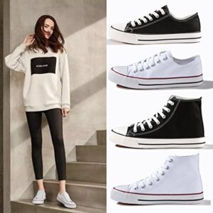 ZGR Womens Fashion Canvas Sneaker Low Cut Lace ups Casual Shoes (8 B(M) US, High-Top White)