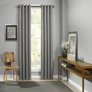 eclipse blackout curtains for bedroom - palisade 52" x 84" insulated darkening single panel grommet top window treatment living room, grey