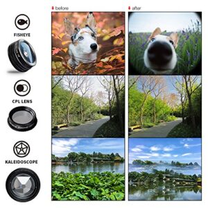 SimpLenz 7 in 1 Clip On Cell Phone Camera Lens Kit | for iPhone 7 6/6S 6S Plus, Samsung Galaxy S7 S6 & Most Tablets | Telephoto, Fish Eye, Kaleidoscope, Wide Angle, X-Wide Angle, CPL, & Macro Lens