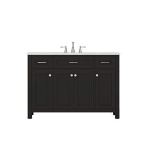 alya bath he-101-48-e-cwmt norwalk single bathroom vanity with carrera marble top and no mirror, 48", espresso