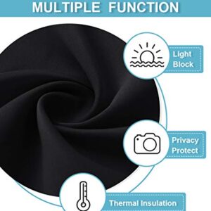 RYB HOME Bedroom Blackout Curtains - Black Curtains Solar Light Block Insulated Drapes Energy Saving for Bedroom Dining Living Room, 42 x 45 inches Long, Black, Set of 2