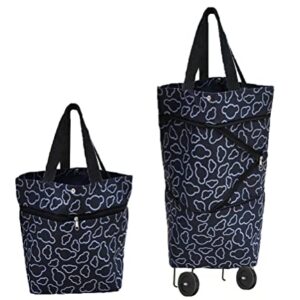 Collapsible Foldable Cart Reusable Shopping Grocery Trolley Bag on Wheels(Black)