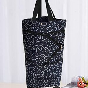 Collapsible Foldable Cart Reusable Shopping Grocery Trolley Bag on Wheels(Black)