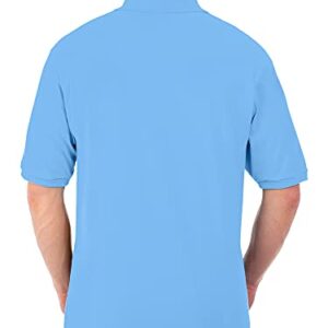 Jerzees Men's SpotShield Stain Resistant Polo Shirts (Short & Long, Short Sleeve-Light Blue, Large