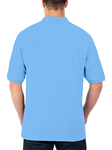 Jerzees Men's SpotShield Stain Resistant Polo Shirts (Short & Long, Short Sleeve-Light Blue, Large