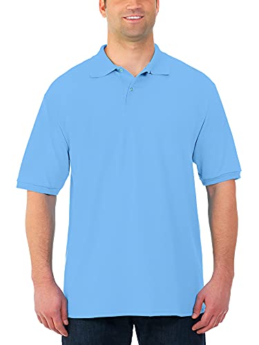 Jerzees Men's SpotShield Stain Resistant Polo Shirts (Short & Long, Short Sleeve-Light Blue, Large