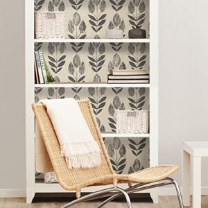 NuWallpaper NU2459 Folk Tulip Peel & Stick Wallpaper, Neutral