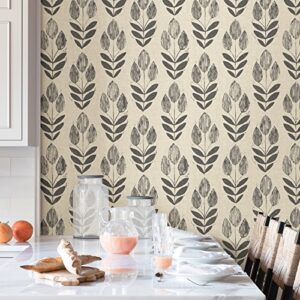 NuWallpaper NU2459 Folk Tulip Peel & Stick Wallpaper, Neutral