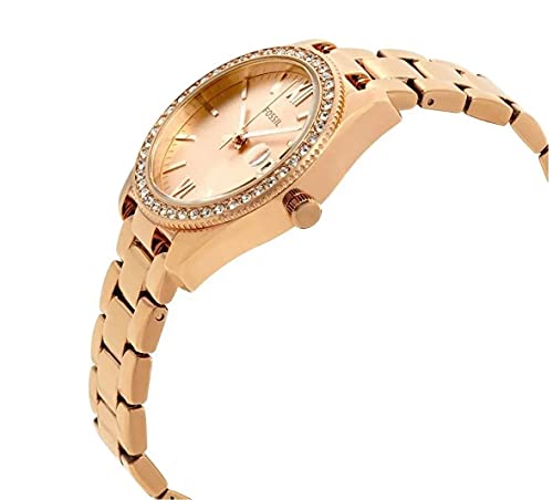 Fossil Women's Scarlette Mini Quartz Stainless Steel Three-Hand Watch, Color: Rose Gold Glitz (Model: ES4318)