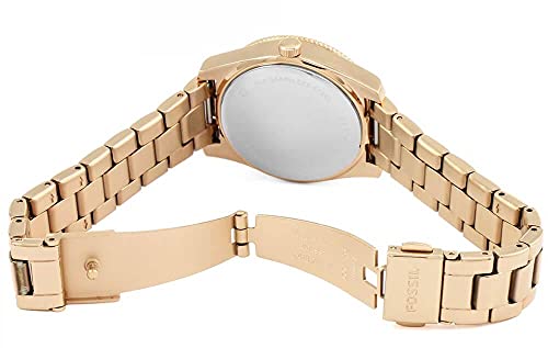 Fossil Women's Scarlette Mini Quartz Stainless Steel Three-Hand Watch, Color: Rose Gold Glitz (Model: ES4318)