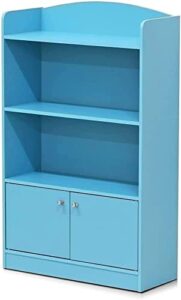 furinno stylish kidkanac 2 tier bookshelf with storage cabinet, light blue