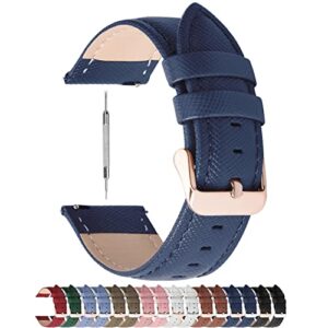 fullmosa 20mm leather watch band compatible with samsung galaxy watch 6 40mm 44mm/galaxy watch 6 classic 43mm 47mm,galaxy watch 5 40mm 44mm/pro 45mm,galaxy watch 4 40mm 44mm,dark blue+rose gold buckle