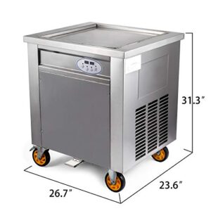 Happybuy Ice Cream Machine Maker 1800W Ice Cream Machine Commercial Flat Plate Electric Ice Cream Machine 19.7'' Squre Pan Ice Cream Roller Maker (Squre Pan)