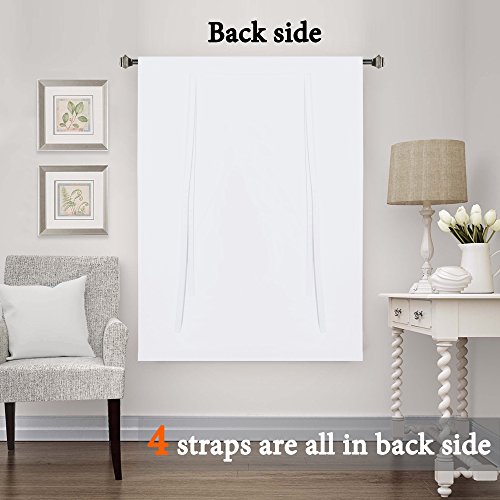 H.VERSAILTEX Pure White Curtain Thermal Insulated Tie Up Window Shade Light Blocking Curtains for Bathroom, Rod Pocket Panel- 42in Wide by 63in Long