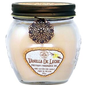 way out west jar candle with vanilla de leche, a creamy spiced vanilla- large 17 oz jar candle- fragrant, long lasting, soy wax - a favorite gift to make a house a home sweet home