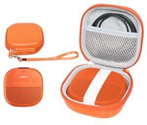 bright orange protective case for bose soundlink micro bluetooth speaker, best color and shape matching, featured secure and easy pulling out strap design, mesh pocket for cable and accessorie