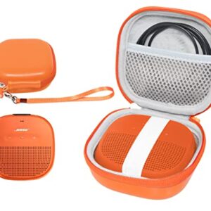 Bright Orange Protective Case for Bose SoundLink Micro Bluetooth Speaker, Best Color and Shape Matching, Featured Secure and Easy Pulling Out Strap Design, Mesh Pocket for Cable and accessorie