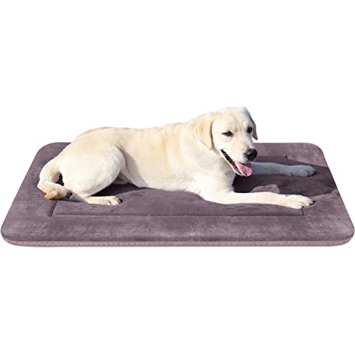 JoicyCo Large Dog Bed Crate Mat 42 in Washable Pet Beds Soft Dog Mattress Non-Slip Kennel Mats,Grey L