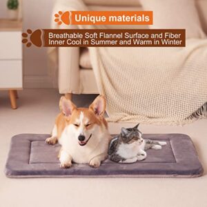 JoicyCo Large Dog Bed Crate Mat 42 in Washable Pet Beds Soft Dog Mattress Non-Slip Kennel Mats,Grey L