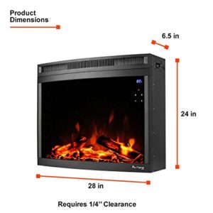 e-Flame USA Edmonton 28-inch Curved LED Electric Fireplace Stove Insert with Remote - 3-D Log and Fire Effect