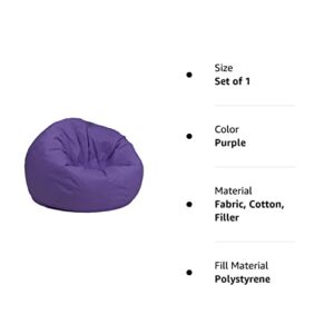 Flash Furniture Dillon Small Solid Purple Bean Bag Chair for Kids and Teens