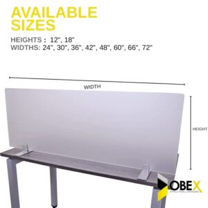 Obex Acrylic Free Standing Screen, Divider for Desk Privacy Home & Office Partitions for Table Top Workstation, Portable Cubicle Panel for Work, 12" X 66", Frosted