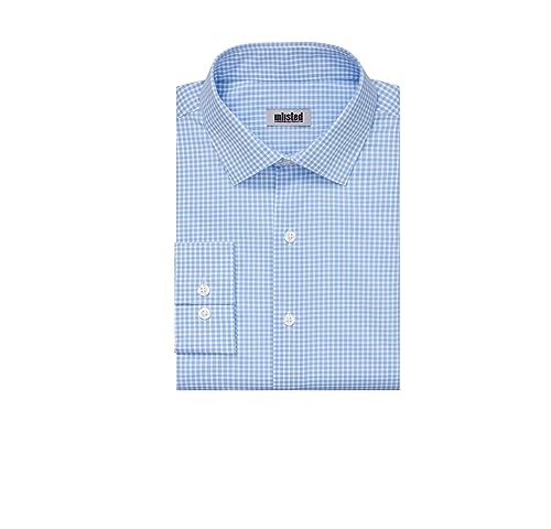 Unlisted by Kenneth Cole mens Slim Fit Checks and Stripes (Patterned) Dress Shirt, Light Blue, 17 -17.5 Neck 36 -37 Sleeve X-Large US