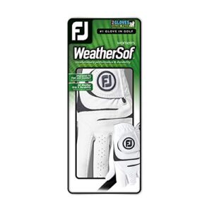 FootJoy Women's WeatherSof Golf Glove, Pack of 2, White Medium, Worn on Left Hand