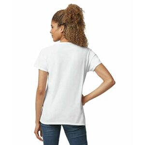 Gildan Women's Heavy Cotton V-Neck T-Shirt, 2-Pack, White, X-Large